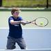 Barton James Sotiroff returns a ball at the net in the match against Chippewa on Friday, July 12. Daniel Brenner I AnnArbor.com